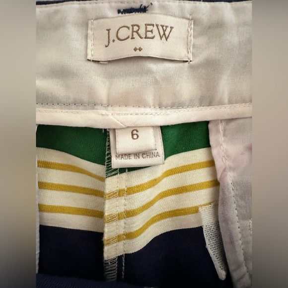 J. Crew Skimmer Striped Ivory/Blue/Green/Yellow Ankle Slacks - Size 6 - Picture 4 of 5